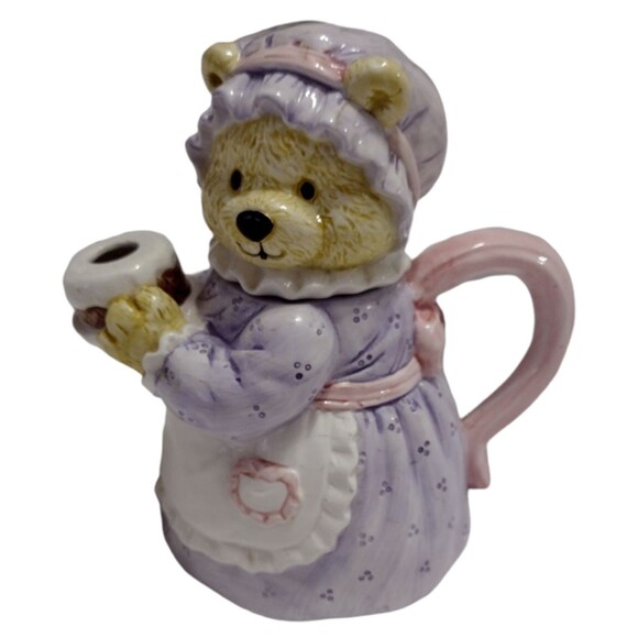 Vintage Heritage Mint Bear Teapot Ceramic Cake Honey Apron Bonnet Crazing - Picture 1 of 8